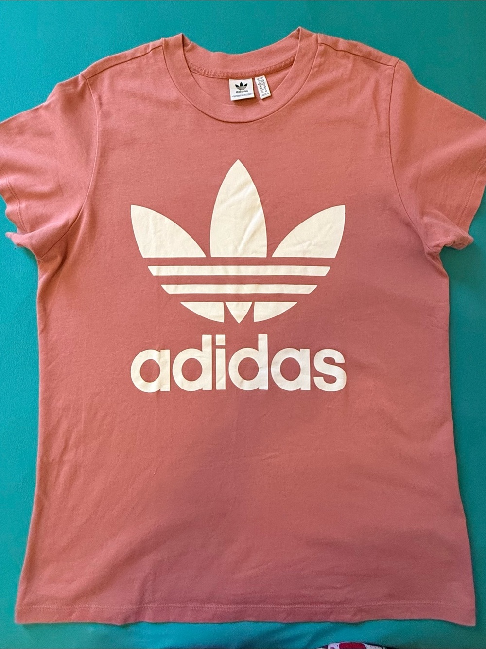 adidas women's  Dusty Rose Trefoil Tee with White Logo